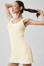 Tennis Club Sweater Knit Dress - Oatmeal/White
