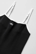 Ribbed Sweater Knit Highline Dress - Black/White