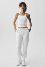 Seamless Ribbed Favorite Full Length Bra Tank - White