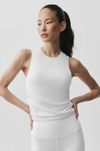 Ribbed En Pointe Tank - White