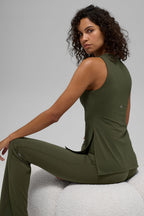ALO Softsculpt Precision Full Length Bra Tank - Green Olive